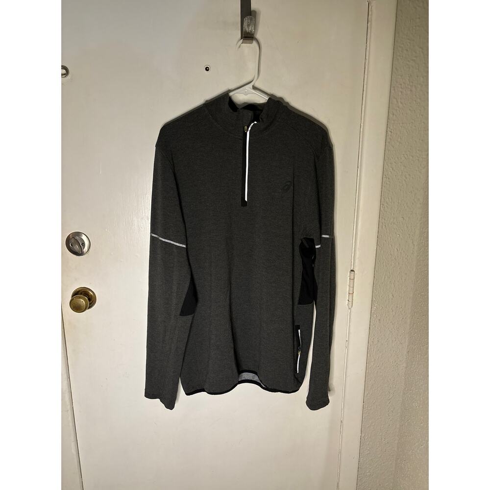 Asics Gray Front Zip Long Sleeve Shirt/Jacket M Fall Winter Classic Gorpcore Emo